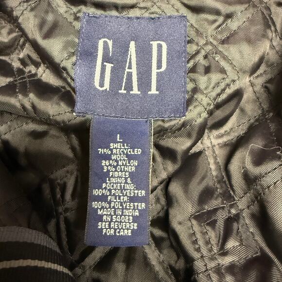 Vintage Gap Y2K Wool Blend Coat Mens Size Large Charcoal Black Zip Up Jacket - Picture 3 of 5